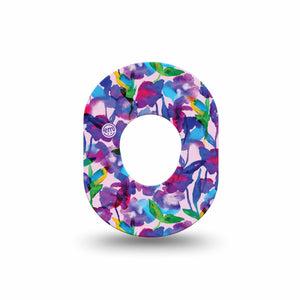ExpressionMed Vibrant Purple Flowers Dexcom G7 Mini Tape, Dexcom Stelo Glucose Biosensor System, Single Tape, Psychedelic Florals, CGM Plaster Patch Design, Dexcom Stelo Glucose Biosensor System