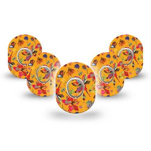 ExpressionMed Buzzing Wings Dexcom G7 Mini Tape, Dexcom Stelo Glucose Biosensor System, 5-Pack Tape and 5-Pack Sticker, Fizzy Wings, Patch Continuous Glucose Monitor Design