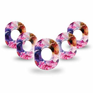 ExpressionMed Vibrant Blooms Dexcom G7 Mini Tape, Dexcom Stelo Glucose Biosensor System, 5-Pack Tape, Pastel Florals, CGM Overlay Patch Design, Dexcom Stelo Glucose Biosensor System