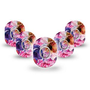 ExpressionMed Vibrant Blooms Dexcom G7 Mini Tape, Dexcom Stelo Glucose Biosensor System, 5-Pack Tape and 5-Pack Sticker, Pastel Florals, Patch Continuous Glucose Monitor Design