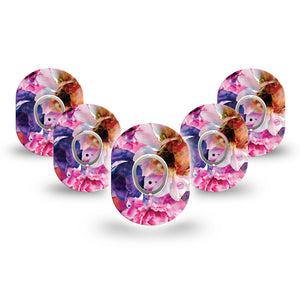 ExpressionMed Vibrant Blooms Dexcom G7 Mini Tape, Dexcom Stelo Glucose Biosensor System, 5-Pack Tape and 5-Pack Sticker, Pastel Florals, Patch Continuous Glucose Monitor Design