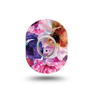 ExpressionMed Vibrant Blooms Dexcom G7 Mini Tape, Dexcom Stelo Glucose Biosensor System, Single Tape and Single Sticker, Vivid Colored Florals, Patch Continuous Glucose Monitor Design