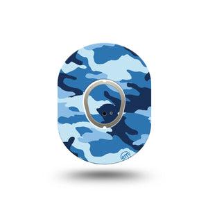 ExpressionMed Blue Camo Dexcom G7 Mini Tape, Dexcom Stelo Glucose Biosensor System, Single Tape and Single Sticker Sky Camo, Patch Continuous Glucose Monitor Design