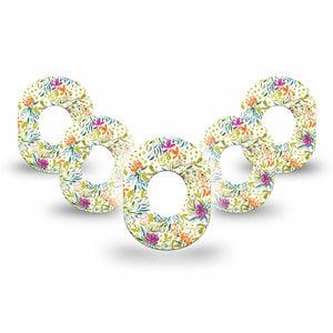 ExpressionMed Summer Greenery Dexcom G7 Mini Tape 5-Pack Sprinkled Flowerets, CGM Fixing Ring Patch Design, Dexcom Stelo Glucose Biosensor System
