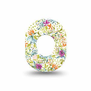 ExpressionMed Summer Greenery Dexcom G7 Mini Tape, Dexcom Stelo Glucose Biosensor System, Single Tape, Scattered Florals, CGM Adhesive Patch Design, Dexcom Stelo Glucose Biosensor System