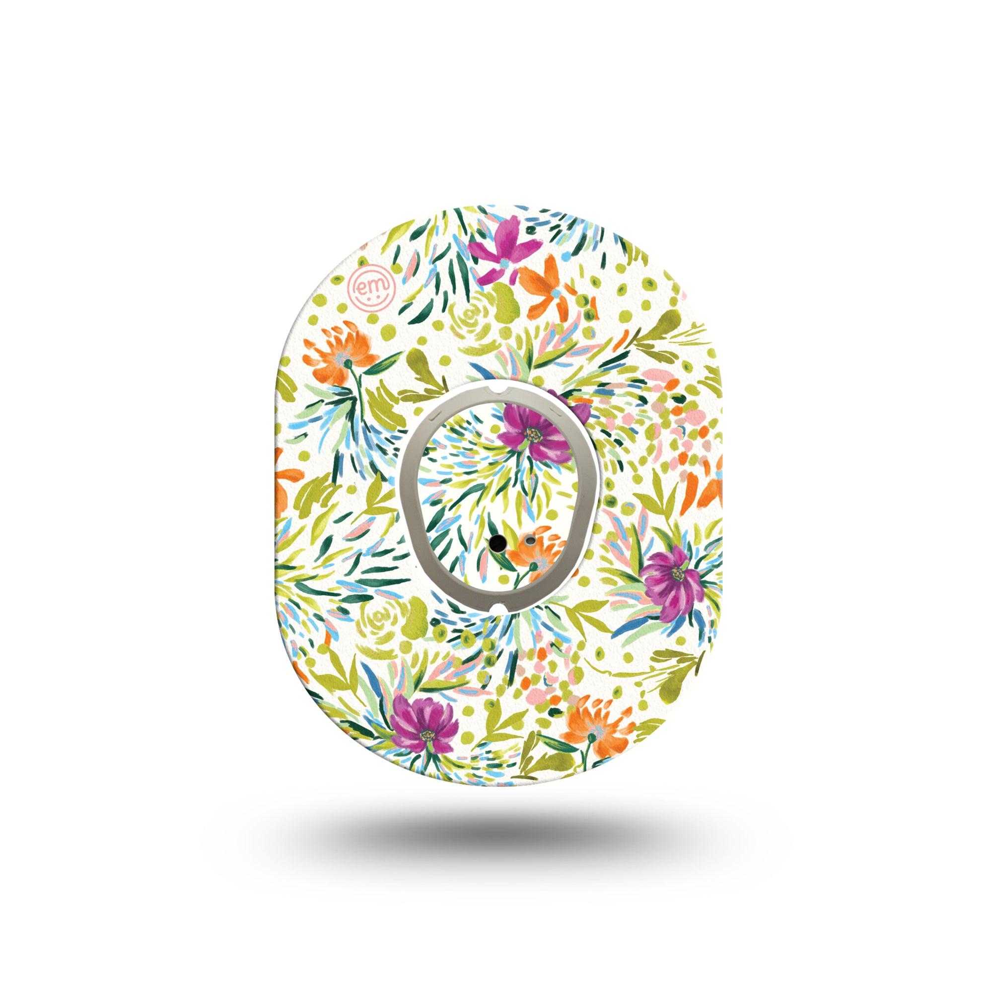 ExpressionMed Summer Greenery Dexcom G7 Mini Tape, Dexcom Stelo Glucose Biosensor System, Single Tape and Single Sticker, Scattered Florals, Patch Continuous Glucose Monitor Design