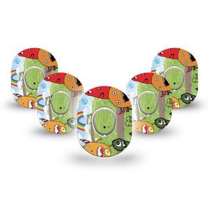 ExpressionMed Monsters Dexcom G7 Mini Tape 5-Pack Stickers and 5-Pack Tapes, Multicolored Monsters, CGM Overlay Patch Design, Dexcom Stelo Glucose Biosensor System