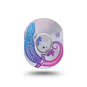 ExpressionMed Ombre Gecko Dexcom G7 Mini Tape, Dexcom Stelo Glucose Biosensor System, Single Tape and Single Sticker, Tribal Lizard, Patch Continuous Glucose Monitor Design