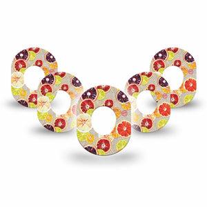 ExpressionMed Citrus Slices Dexcom G7 Mini Tape, Dexcom Stelo Glucose Biosensor System, 5-Pack Tape, Pulpy Oranges, CGM Fixing Ring Patch Design, Dexcom Stelo Glucose Biosensor System