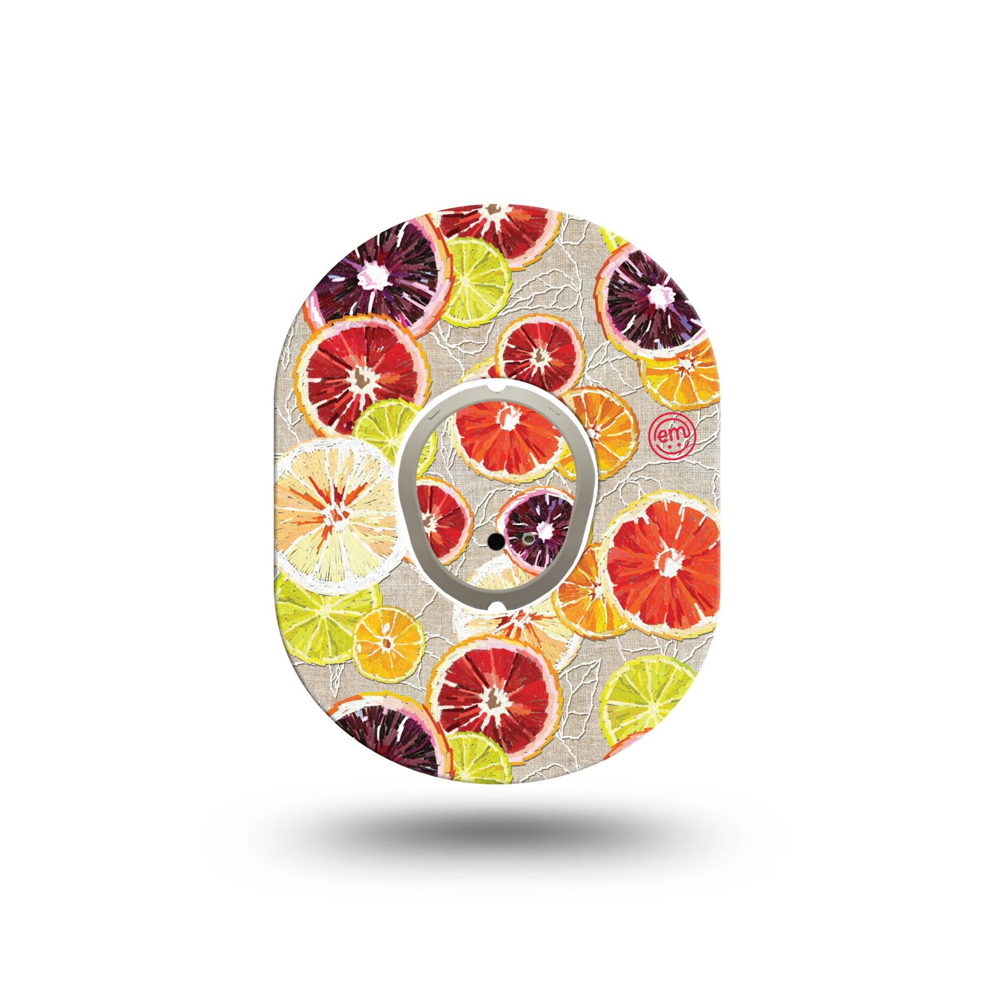 ExpressionMed Citrus Slices Dexcom G7 Mini Tape, Dexcom Stelo Glucose Biosensor System, Single Tape and Single Sticker, Zesty Fruits, Patch Continuous Glucose Monitor Design