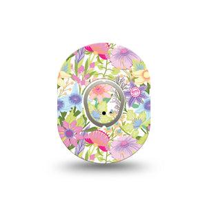 ExpressionMed Fantasy Florals Dexcom G7 Mini Tape, Dexcom Stelo Glucose Biosensor System, Single Tape and Single Sticker, Pastel Flowerets, Patch Continuous Glucose Monitor Design