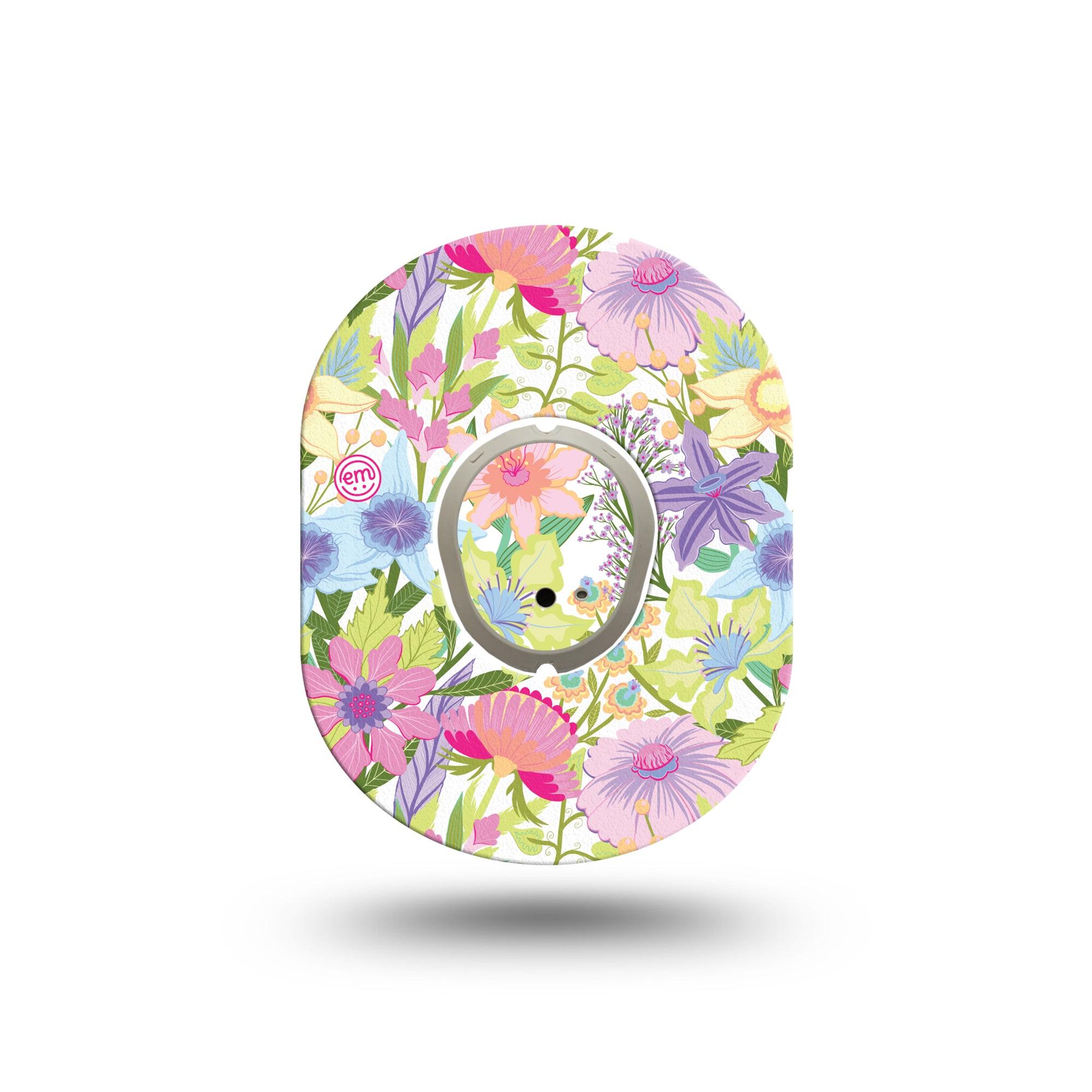 ExpressionMed Fantasy Florals Dexcom G7 Mini Tape, Dexcom Stelo Glucose Biosensor System, Single Tape and Single Sticker, Pastel Flowerets, Patch Continuous Glucose Monitor Design