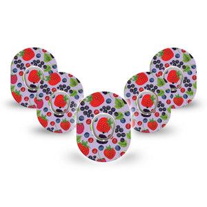 ExpressionMed Wild Berries Dexcom G7 Mini Tape, Dexcom Stelo Glucose Biosensor System, 5-Pack Tape and 5-Pack Sticker, Botanical Berries, Patch Continuous Glucose Monitor Design