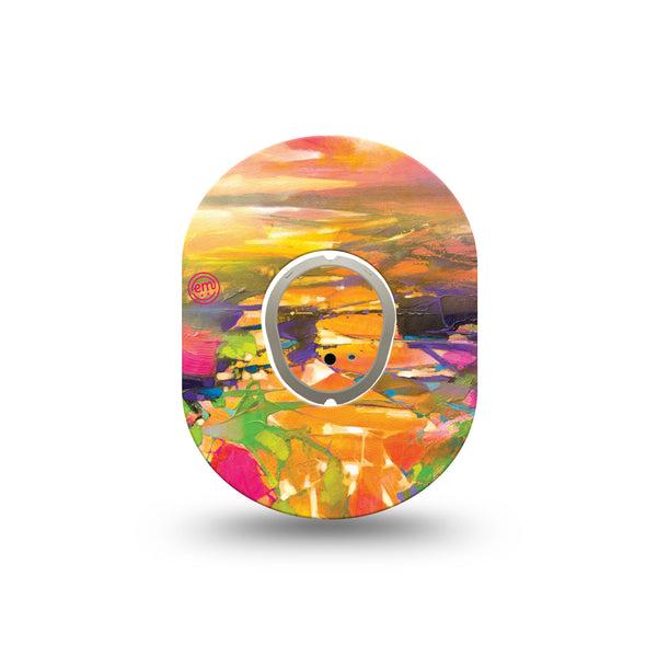 ExpressionMed Fragments from Above Dexcom G7 Mini Tape, Dexcom Stelo Glucose Biosensor System, Single Tape and Single Sticker, Rising Sun Skies, Patch Continuous Glucose Monitor Design