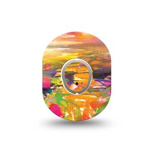 ExpressionMed Fragments from Above Dexcom G7 Mini Tape, Dexcom Stelo Glucose Biosensor System, Single Tape and Single Sticker, Rising Sun Skies, Patch Continuous Glucose Monitor Design