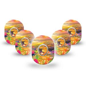 ExpressionMed Fragments from Above Dexcom G7 Mini Tape, Dexcom Stelo Glucose Biosensor System, 5-Pack Tape and 5-Pack Sticker, Amusing Sky Scenery, Patch Continuous Glucose Monitor Design