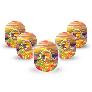 ExpressionMed Fragments from Above Dexcom G7 Mini Tape, Dexcom Stelo Glucose Biosensor System, 5-Pack Tape and 5-Pack Sticker, Amusing Sky Scenery, Patch Continuous Glucose Monitor Design