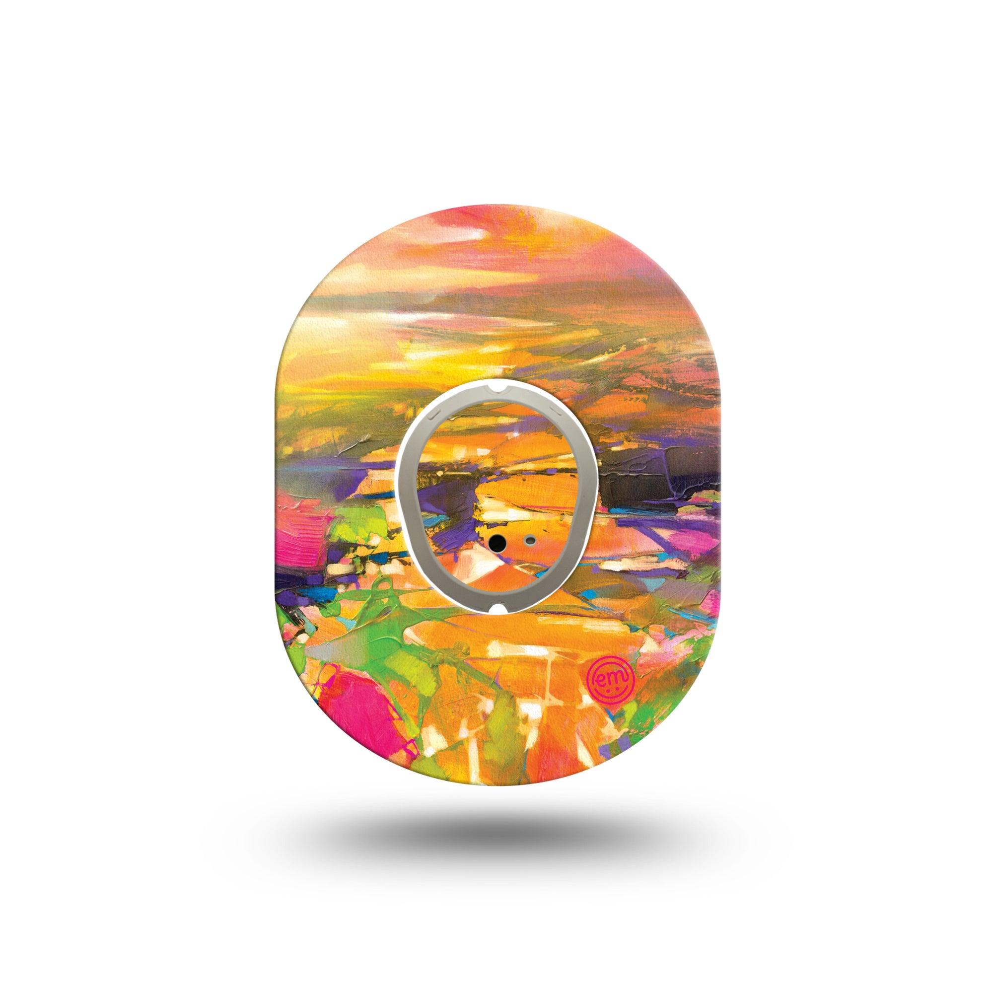 ExpressionMed Fragments from Above Dexcom G7 Mini Tape, Dexcom Stelo Glucose Biosensor System, Single Tape and Single Sticker, Rising Sun Skies, Patch Continuous Glucose Monitor Design