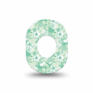 ExpressionMed Airy Florals Dexcom G7 Mini Tape, Dexcom Stelo Glucose Biosensor System, Single Tape, White Florals Green Backdrop, CGM Adhesive Patch Design, Dexcom Stelo Glucose Biosensor System