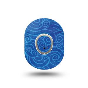 ExpressionMed Watercolor Waves Dexcom G7 Mini Tape, Dexcom Stelo Glucose Biosensor System, Single Tape and Single Sticker, Calming Waves, Patch Continuous Glucose Monitor Design