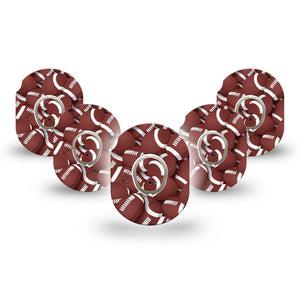 ExpressionMed Football Dexcom G7 Mini Tape 5-Pack, Sphere9-like Ball, CGM Plaster Patch Design, Dexcom Stelo Glucose Biosensor System with center stickers