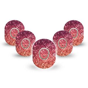 ExpressionMed Glittering Fall Ombre Dexcom G7 Mini Tape, Dexcom Stelo Glucose Biosensor System, 5-Pack Tape and 5-Pack Sticker, Shining Glitters, Patch Continuous Glucose Monitor Design