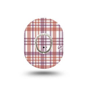 ExpressionMed Auburn Plaid Dexcom G7 Mini Tape, Dexcom Stelo Glucose Biosensor System, Single Tape and Single Sticker, Stitched Plaid, Patch Continuous Glucose Monitor Design