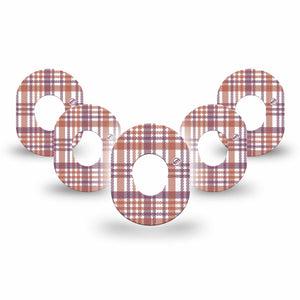 ExpressionMed Auburn Plaid Dexcom G7 Mini Tape, Dexcom Stelo Glucose Biosensor System, 5-Pack Tape, Sewed Tartan Plaid, CGM Overlay Patch Design, Dexcom Stelo Glucose Biosensor System