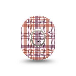 ExpressionMed Auburn Plaid Dexcom G7 Mini Tape, Dexcom Stelo Glucose Biosensor System, Single Tape and Single Sticker, Stitched Plaid, Patch Continuous Glucose Monitor Design