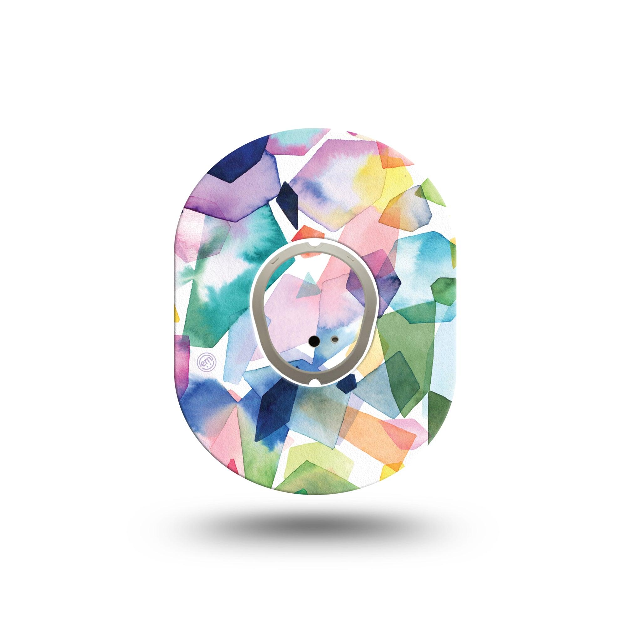 ExpressionMed Kaleidoscope Dexcom G7 Mini Tape, Dexcom Stelo Glucose Biosensor System, Single Tape and Single Sticker, Stained Glass, Patch Continuous Glucose Monitor Design