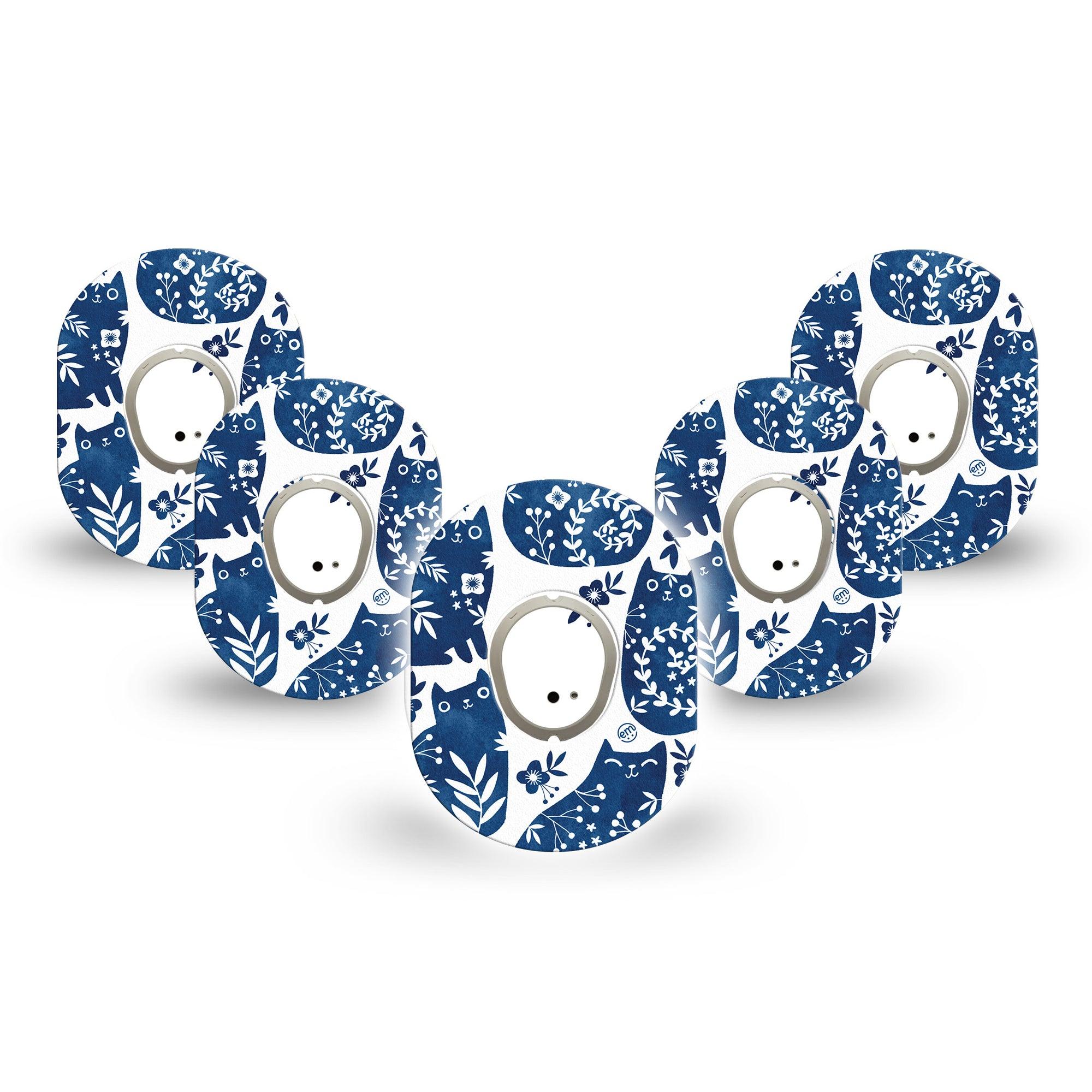 ExpressionMed Delft Kittens Dexcom G7 Mini Tape, Dexcom Stelo Glucose Biosensor System, 5-Pack Tape and 5-Pack Sticker, Floral Kittens, Patch Continuous Glucose Monitor Design