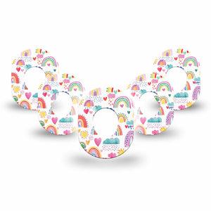 ExpressionMed Rainbows of Hope Dexcom G7 Mini Tape, Dexcom Stelo Glucose Biosensor System, 5-Pack Tape, Sketched Rainbows, CGM Adhesive Patch Design, Dexcom Stelo Glucose Biosensor System