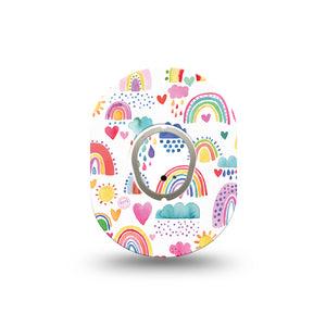 ExpressionMed Rainbows of Hope Dexcom G7 Mini Tape, Dexcom Stelo Glucose Biosensor System, Single Tape and Single Sticker, Colorful Rainbows, Patch Continuous Glucose Monitor Design