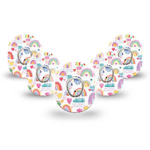 ExpressionMed Rainbows of Hope Dexcom G7 Mini Tape, Dexcom Stelo Glucose Biosensor System, 5-Pack Tape and 5-Pack Sticker, Sketched Rainbows, Patch Continuous Glucose Monitor Design