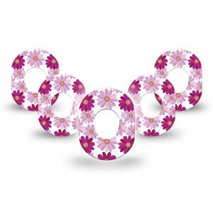 ExpressionMed Brilliant Daisies Dexcom G7 Mini Tape, Dexcom Stelo Glucose Biosensor System, 5-Pack Tape, Pink Floral Bouquet, CGM Overlay Patch Design, Dexcom Stelo Glucose Biosensor System