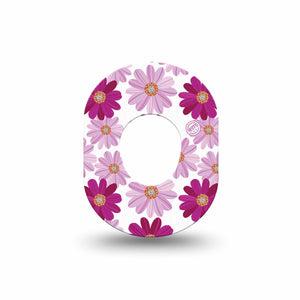 ExpressionMed Brilliant Daisies Dexcom G7 Mini Tape, Dexcom Stelo Glucose Biosensor System, Single Tape, Bright Pink Happy Flowers, CGM Adhesive Patch Design, Dexcom Stelo Glucose Biosensor System