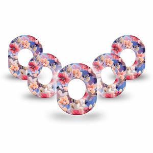 ExpressionMed Magical Blooms Dexcom G7 Mini Tape, Dexcom Stelo Glucose Biosensor System, 5-Pack Tape, Relaxing Flowerets, CGM Plaster Patch Design, Dexcom Stelo Glucose Biosensor System