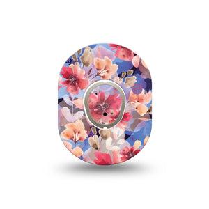 ExpressionMed Magical Blooms Dexcom G7 Mini Tape, Dexcom Stelo Glucose Biosensor System, Single Tape and Single Sticker, Calming Florals, Patch Continuous Glucose Monitor Design