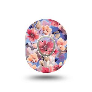 ExpressionMed Magical Blooms Dexcom G7 Mini Tape, Dexcom Stelo Glucose Biosensor System, Single Tape and Single Sticker, Calming Florals, Patch Continuous Glucose Monitor Design