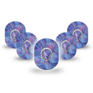 ExpressionMed Purple Agate Dexcom G7 Mini Tape, Dexcom Stelo Glucose Biosensor System, 5-Pack Tape and 5-Pack Sticker, Unpolished Agate, Patch Continuous Glucose Monitor Design