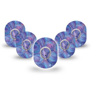 ExpressionMed Purple Agate Dexcom G7 Mini Tape, Dexcom Stelo Glucose Biosensor System, 5-Pack Tape and 5-Pack Sticker, Unpolished Agate, Patch Continuous Glucose Monitor Design