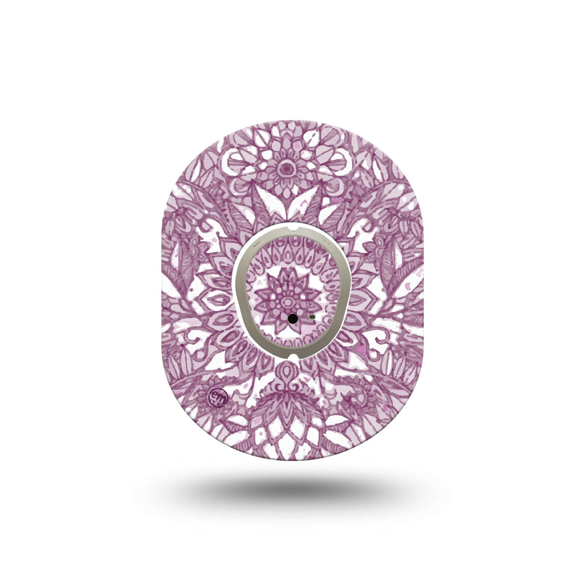 ExpressionMed Burgundy Floral Dexcom G7 Mini Tape, Dexcom Stelo Glucose Biosensor System, Single Tape and Single Sticker, Sophisticated Line Art, Patch Continuous Glucose Monitor Design