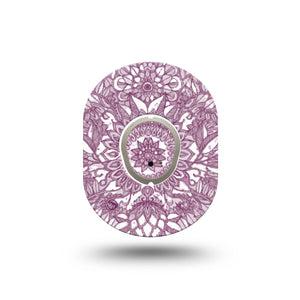 ExpressionMed Burgundy Floral Dexcom G7 Mini Tape, Dexcom Stelo Glucose Biosensor System, Single Tape and Single Sticker, Sophisticated Line Art, Patch Continuous Glucose Monitor Design