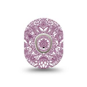 ExpressionMed Burgundy Floral Dexcom G7 Mini Tape, Dexcom Stelo Glucose Biosensor System, Single Tape and Single Sticker, Sophisticated Line Art, Patch Continuous Glucose Monitor Design