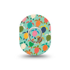 ExpressionMed Sea Turtles Dexcom G7 Mini Tape, Dexcom Stelo Glucose Biosensor System, Single Tape and Single Sticker, Colorful Shell Turtles, Patch Continuous Glucose Monitor Design