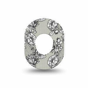 ExpressionMed Black Lace Dexcom G7 Mini Tape, Dexcom Stelo Glucose Biosensor System, Single Tape, Black Floweret Art, CGM Overlay Patch Design, Dexcom Stelo Glucose Biosensor System