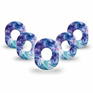 ExpressionMed Deep Purple Swirl Dexcom G7 Mini Tape, Dexcom Stelo Glucose Biosensor System, 5-Pack Tape, Purple Waves, CGM Plaster Patch Design, Dexcom Stelo Glucose Biosensor System