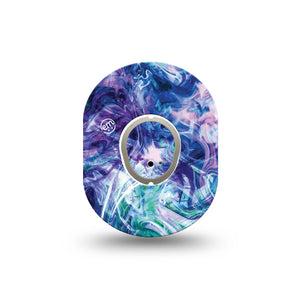 ExpressionMed Deep Purple Swirl Dexcom G7 Mini Tape, Dexcom Stelo Glucose Biosensor System, Single Tape and Single Sticker, Colorful Waves, Patch Continuous Glucose Monitor Design