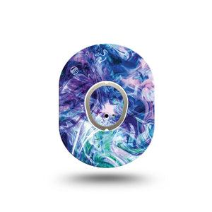 ExpressionMed Deep Purple Swirl Dexcom G7 Mini Tape, Dexcom Stelo Glucose Biosensor System, Single Tape and Single Sticker, Colorful Waves, Patch Continuous Glucose Monitor Design
