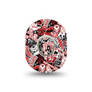 ExpressionMed Sticker Bomb Dexcom G7 Mini Tape, Dexcom Stelo Glucose Biosensor System, Single Tape and Single Sticker, Bunch of Stickers, Patch Continuous Glucose Monitor Design